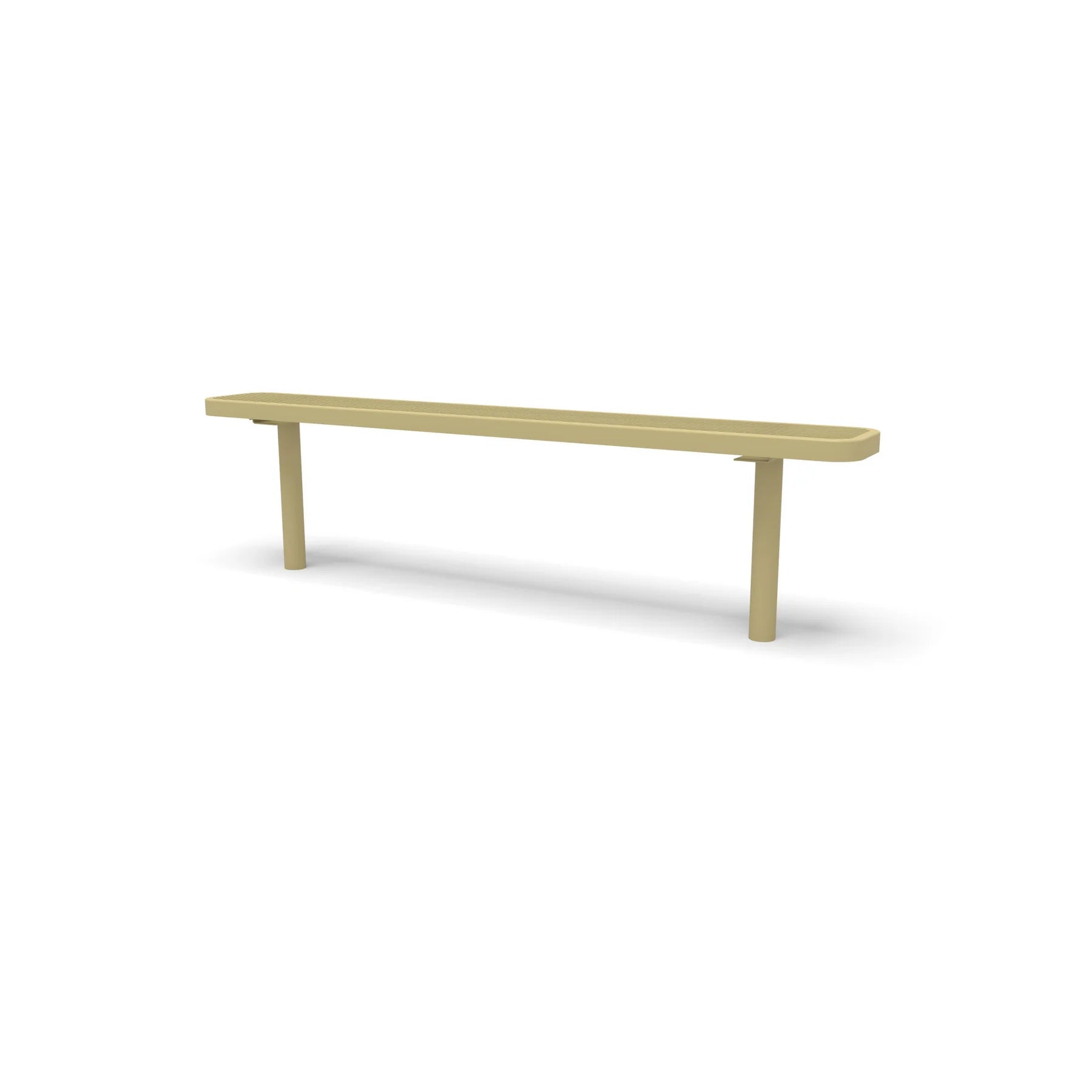 Sand Wabash Valley Signature Steel Backless Bench, Diamond, 6' Inground posts, solid sand, plastisol-coated steel, walkway bench