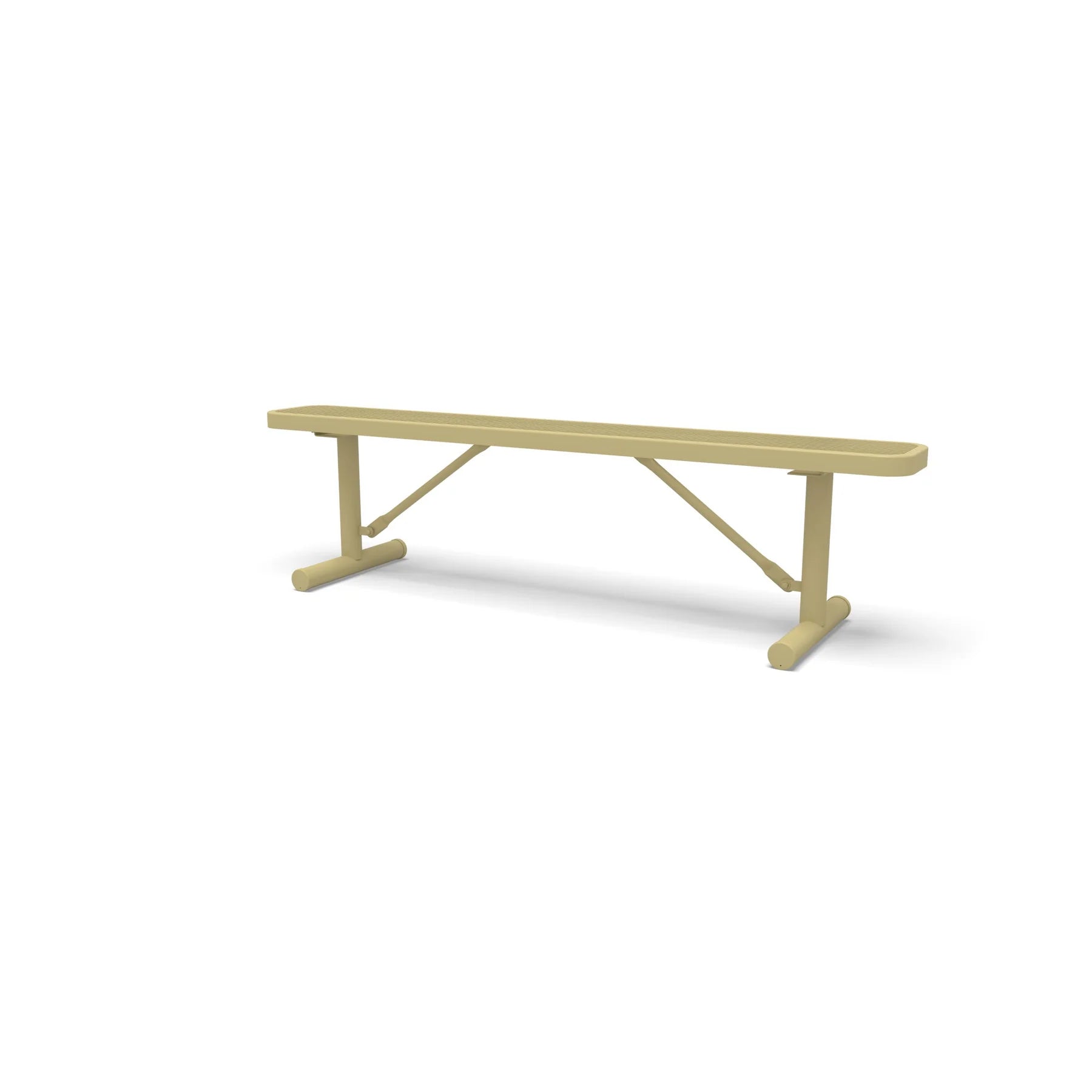 Sand Wabash Valley Signature Steel Backless Bench, Diamond, 6' Portable with braced legs, solid sand, plastisol-coated steel, outdoor bench without back