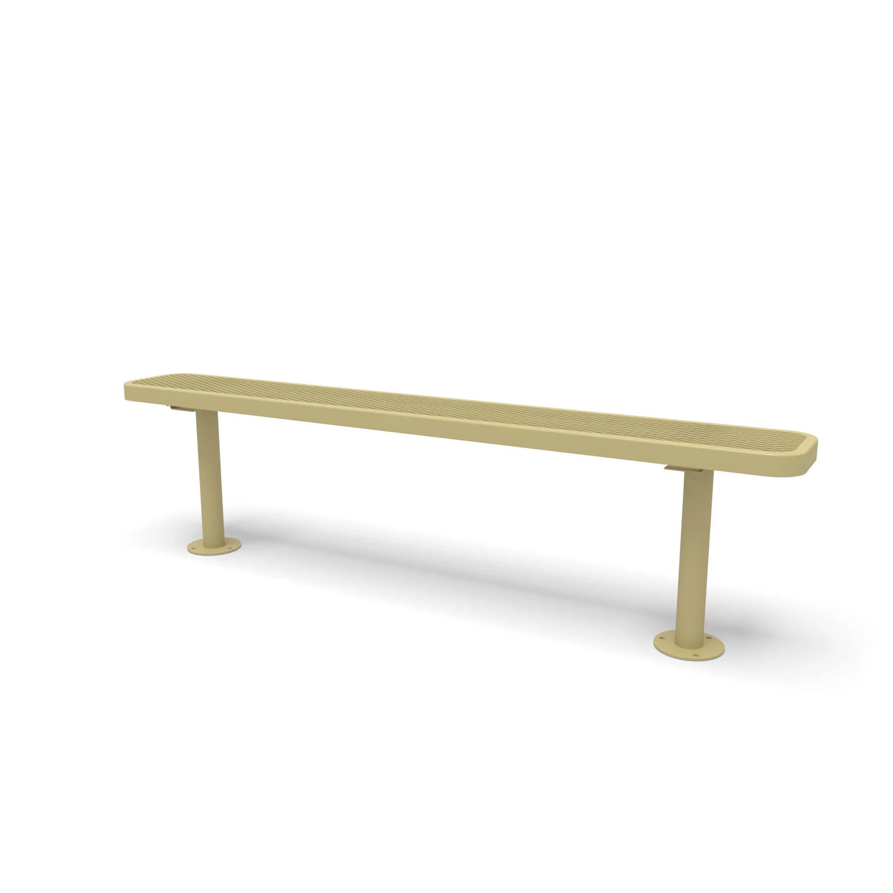 Sand Wabash Valley Signature Steel Backless Bench, Diamond, 6' Surface Mount base plates, solid sand, plastisol-coated steel, commercial seating bench