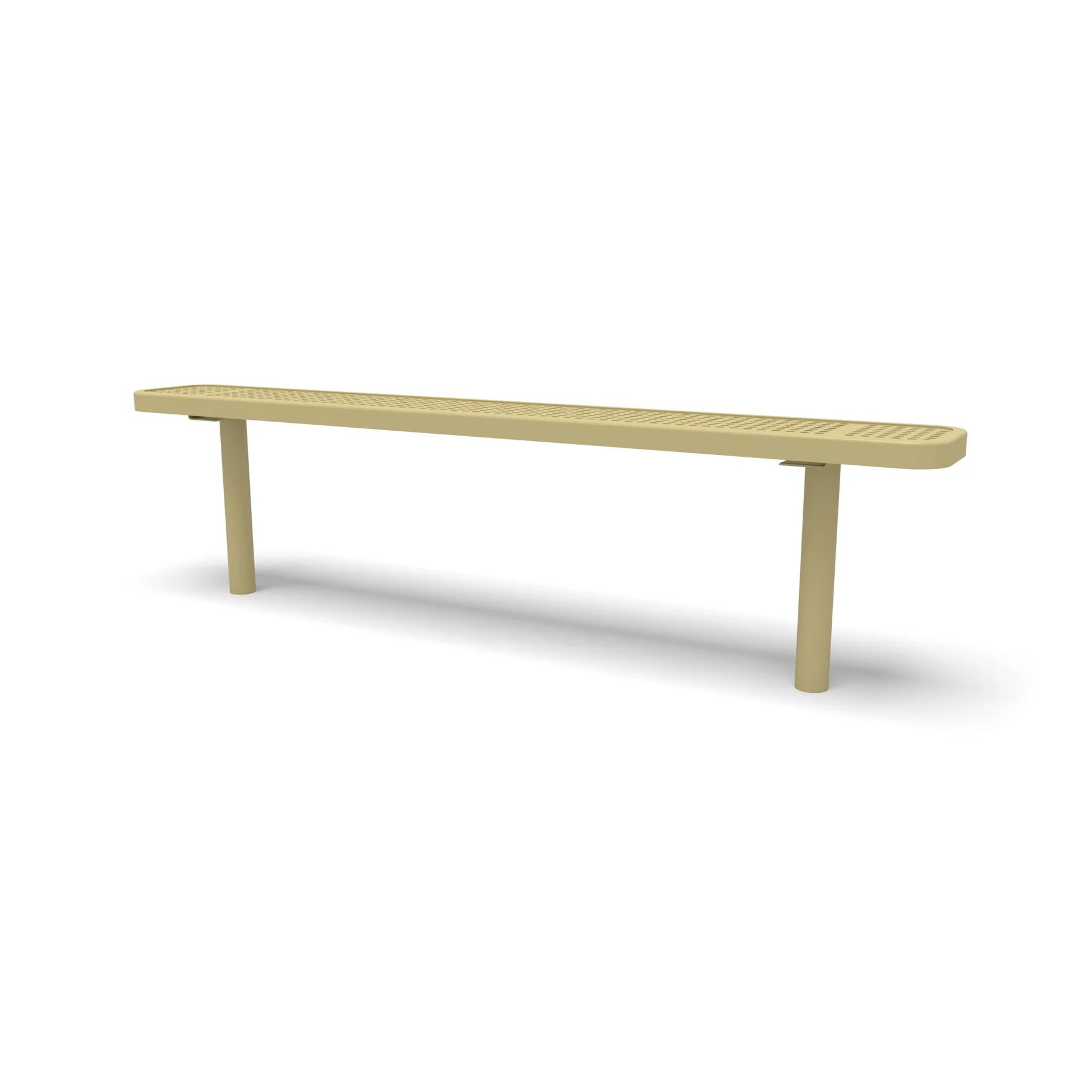Sand Wabash Valley Signature Steel Backless Bench, Perforated, 6' Inground posts, solid sand, plastisol-coated steel, team bench