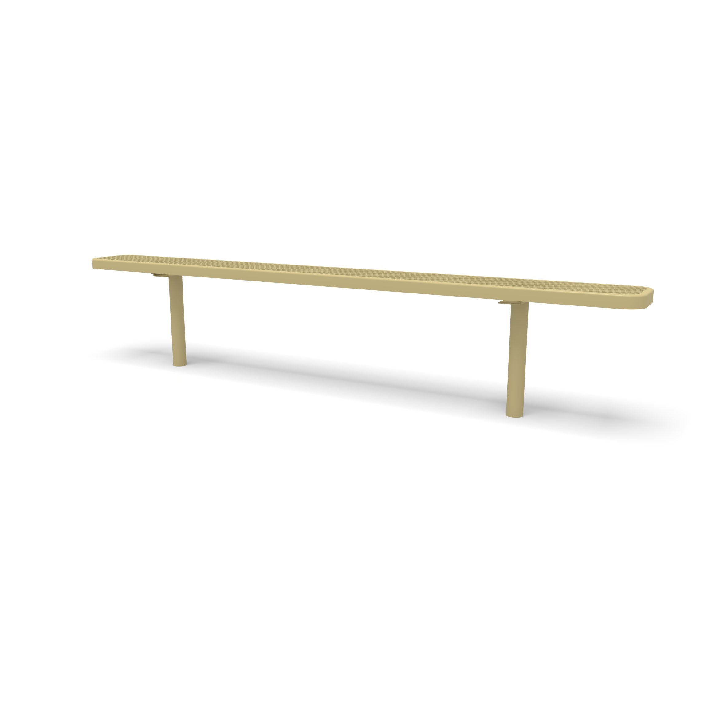 Sand Wabash Valley Signature Steel Backless Bench, Diamond, 8' Inground posts, solid sand, plastisol-coated steel, commercial seating bench