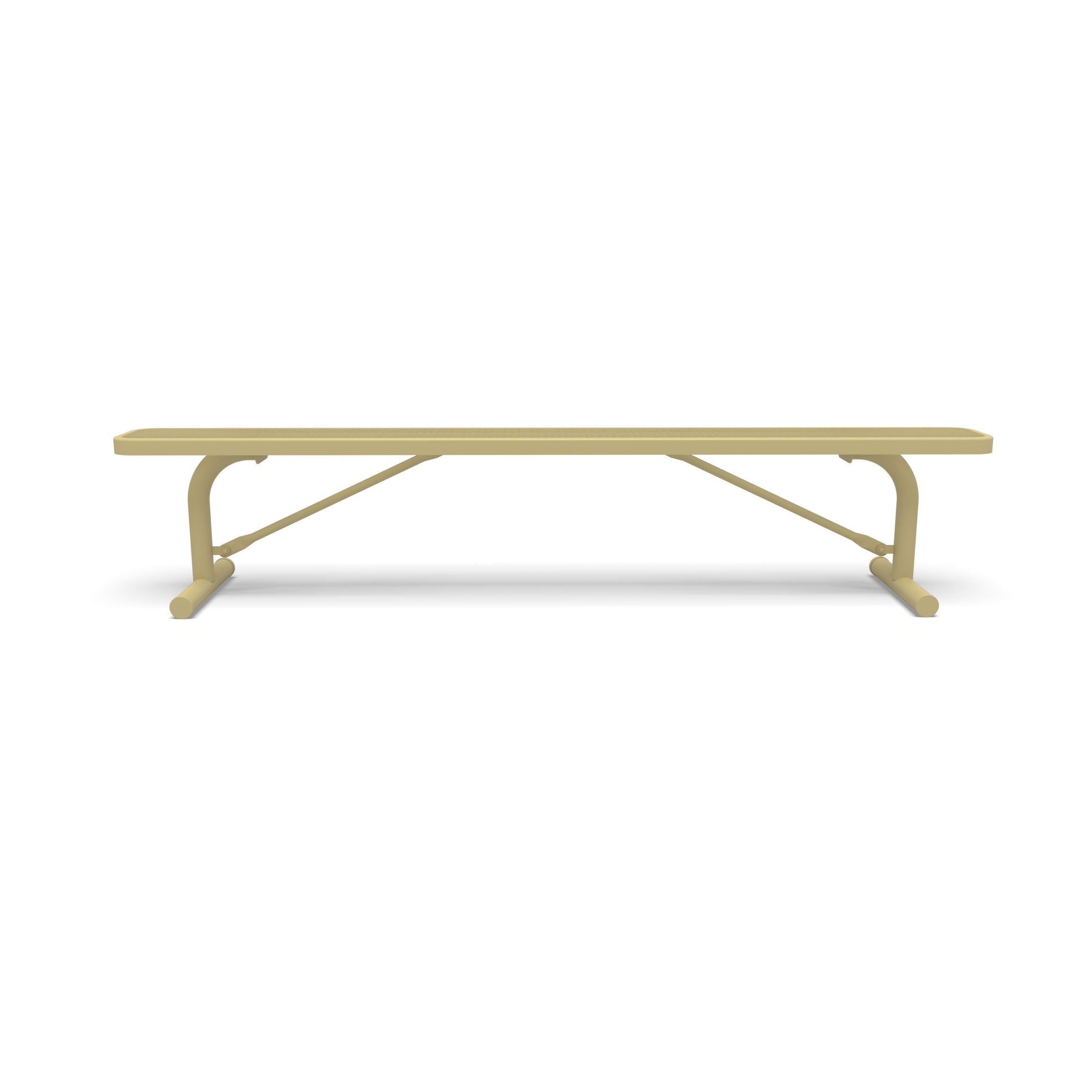 Sand Wabash Valley Signature Steel Backless Bench, Diamond, 8' Portable with braced legs, solid sand, plastisol-coated steel, long outdoor bench