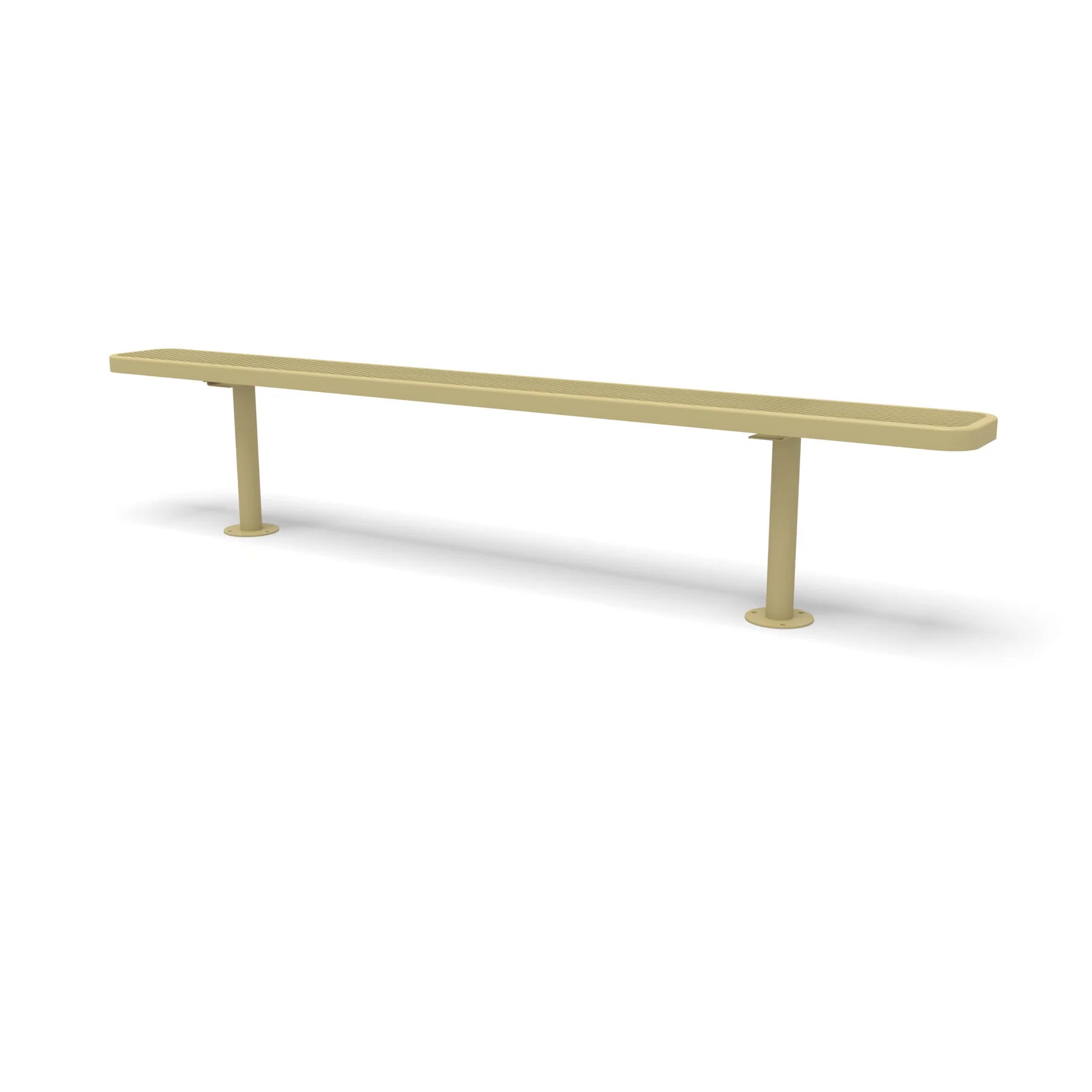 Sand Wabash Valley Signature Steel Backless Bench, Diamond, 8' Surface Mount base plates, solid sand, plastisol-coated steel, team bench