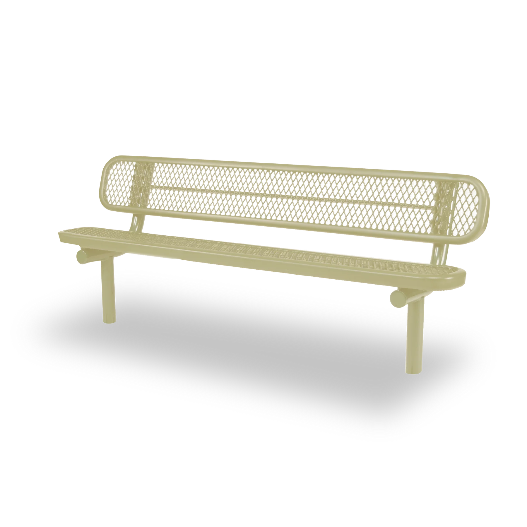 Sand Wabash Valley Signature Steel Bench, Diamond seat and back, Inground legs, metal bench with back