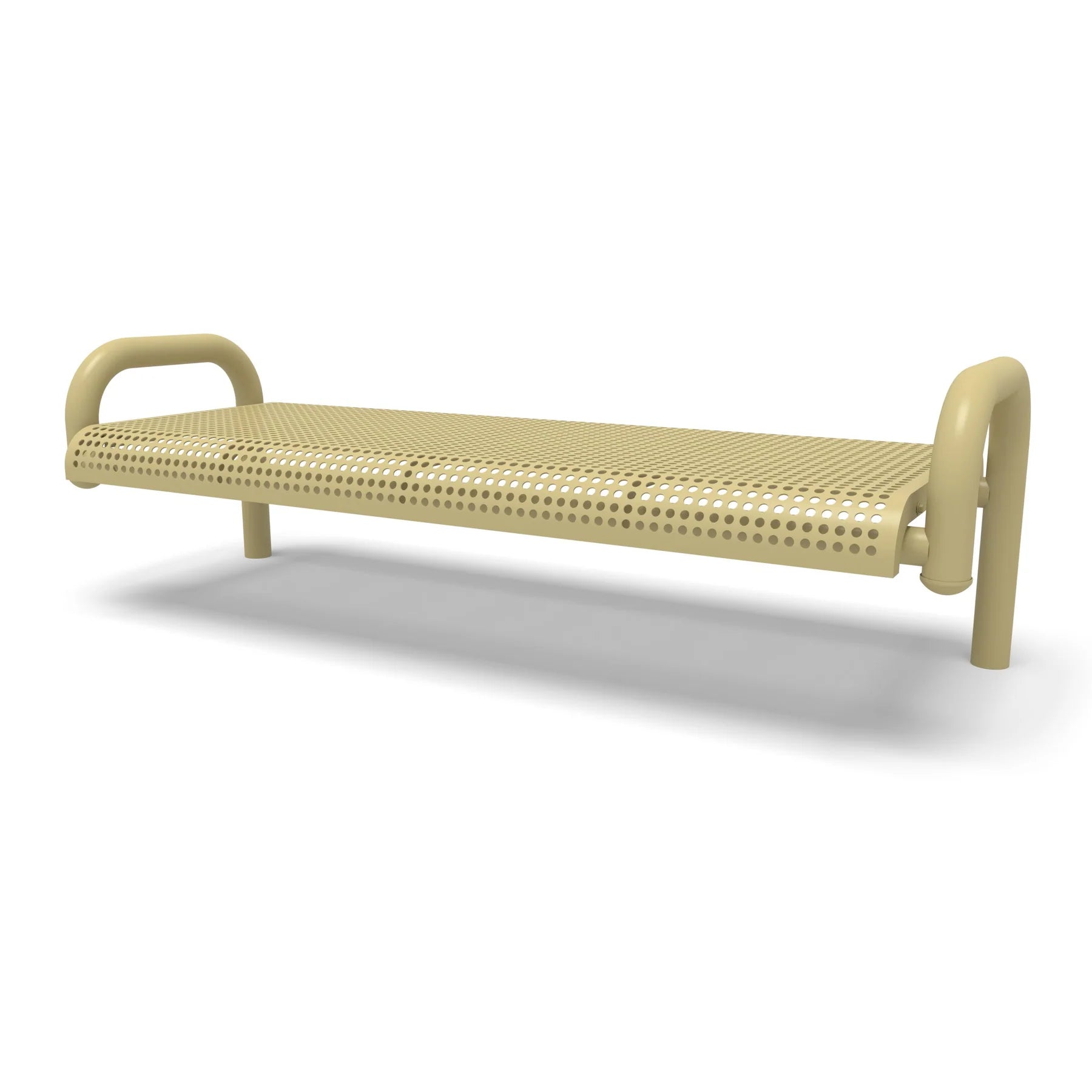 Sand Wabash Valley Contemporary Perforated Steel Backless Bench with Inground Mount Studio Image