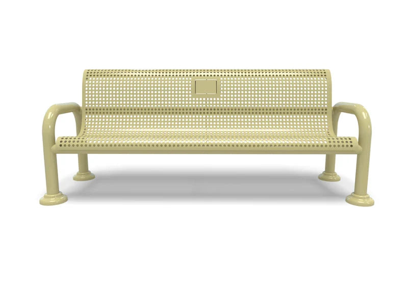Sand Wabash Valley Contemporary Perforated steel Memorial Bench with Surface Mount studio image