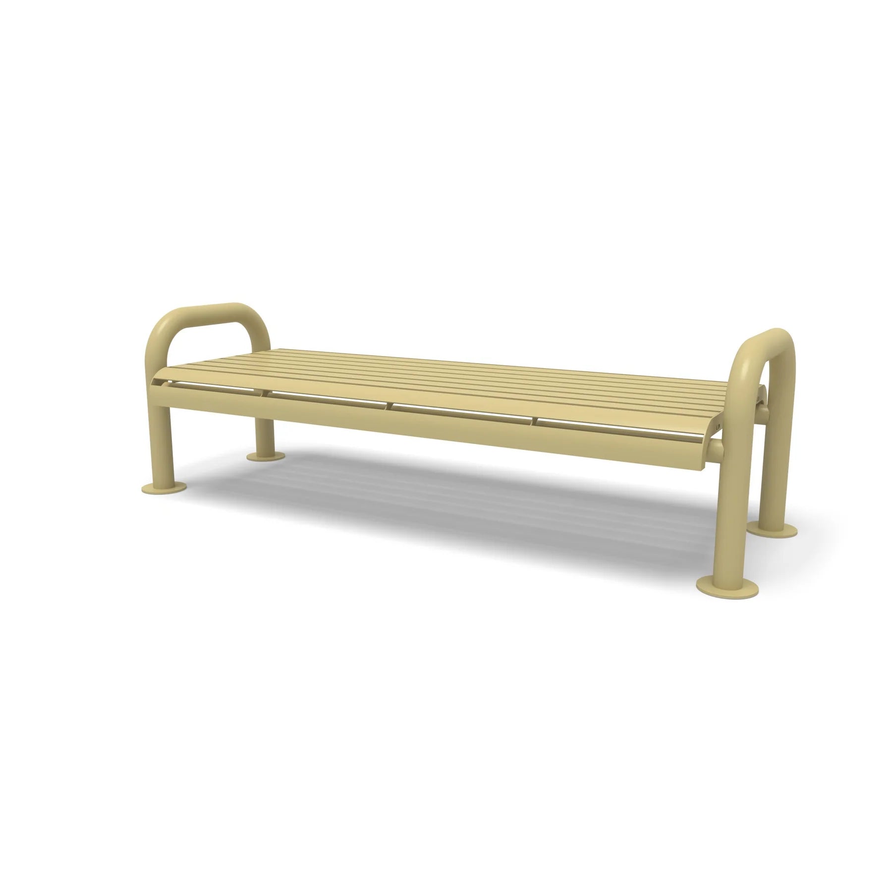 Sand Wabash Valley Contemporary Slatted Steel Backless Bench with Surface Mount Studio Image
