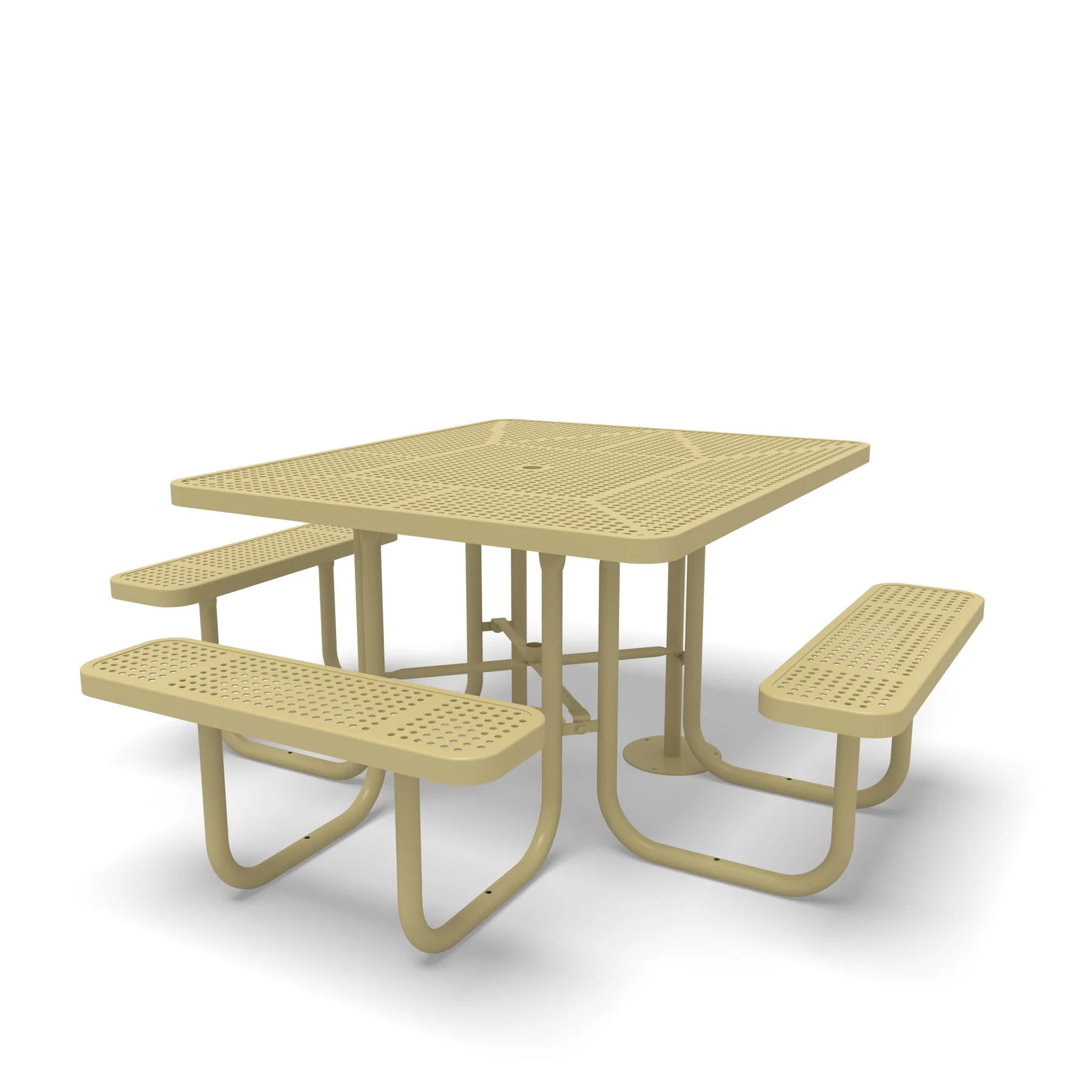 Sand Wabash Valley Signature Square Perforated Metal Portable Picnic Table with ADA Accessible Seating