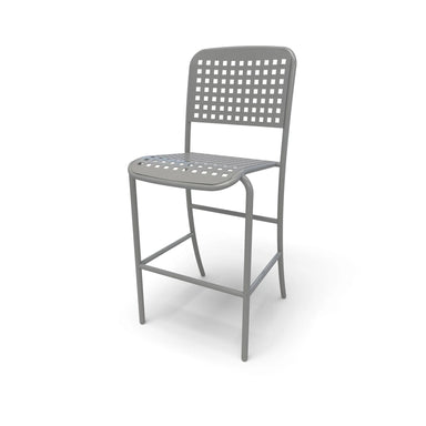 Silver frame Hanna perforated bar chair, powder-coated aluminum, model HAB121P, metal bar stools with backs