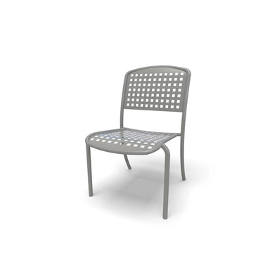 Silver frame Hanna perforated dining chair, powder-coated aluminum, model HA9121P, outdoor bistro chairs