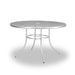 Silver 48 inch Sullivan round steel mesh patio table, powder-coated steel, model SU2G38P, large round patio table