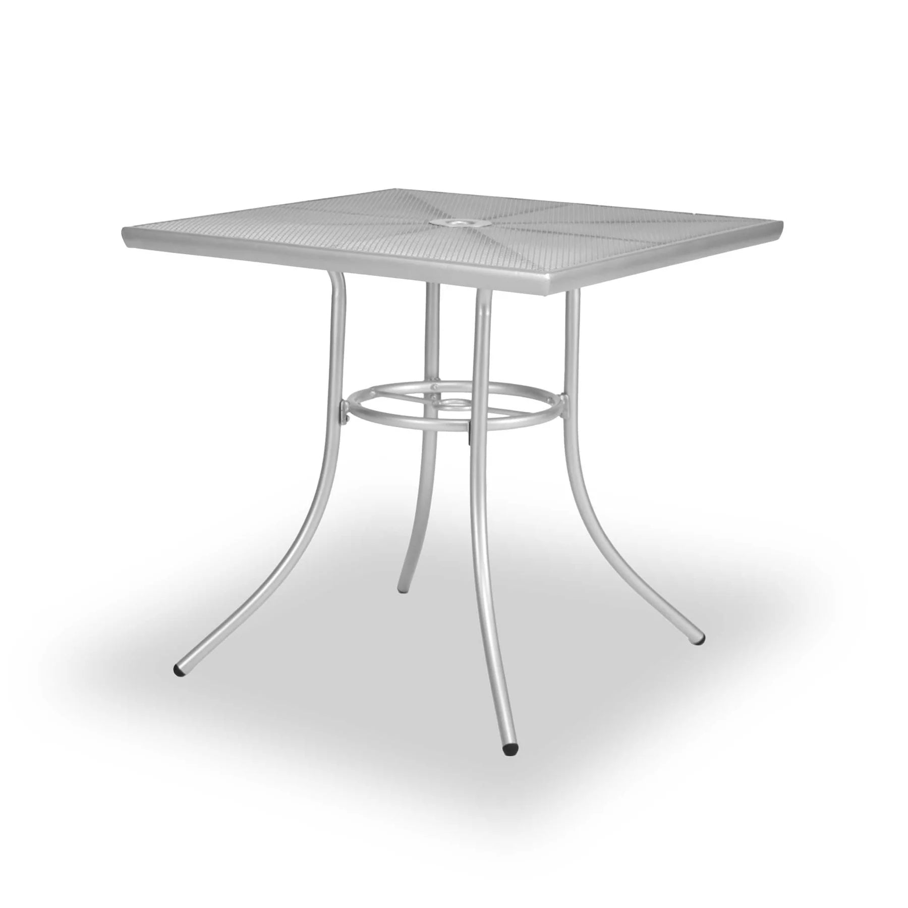 Silver 30 inch Sullivan square steel mesh patio table, powder-coated steel, model SU2X38P, patio set for 4