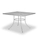 Silver 42 inch Sullivan square steel mesh patio table, powder-coated steel, model SU2W38P, patio set for 4