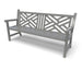 Silver Wabash Valley Chippendale Yorktown Aluminum Bench, Chippendale lattice back, powder-coated aluminum, model YO1313C, chippendale bench