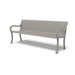 Silver Wabash Valley Steel Covington Bench, round perforated steel seat, cast aluminum frame, model CO1116C, outdoor park bench