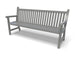 Silver Wabash Valley Yorktown Aluminum Bench, vertical slat back and slatted seat, powder-coated aluminum, model YO1113C, metal patio bench