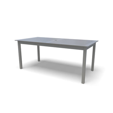 Silver Yorktown 36 x 72 aluminum slat table, powder-coated aluminum, model YO2K33C, long outdoor table