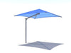 Blue USA Shade Single Post Cantilever Shade Structure on a white background