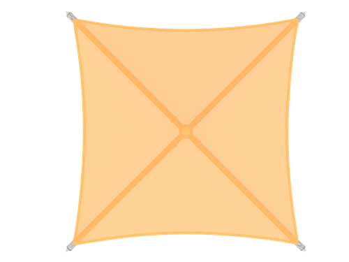Outdoor Single Post Pyramid umbrella with beige canopy and gray base on a white background Top View