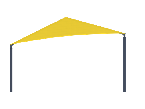 Yellow USA Shade Slant Hip tent with dark gray legs on a white background