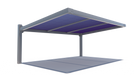 USA Shade Slanted Cantilever Framed with blue roof and gray base on a white background