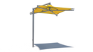 Yellow outdoor USA Shade Solana Cantilever with a gray pole on a white background