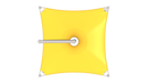 Yellow square USA Shade Solana Cantilever top view with silver frame on a white background