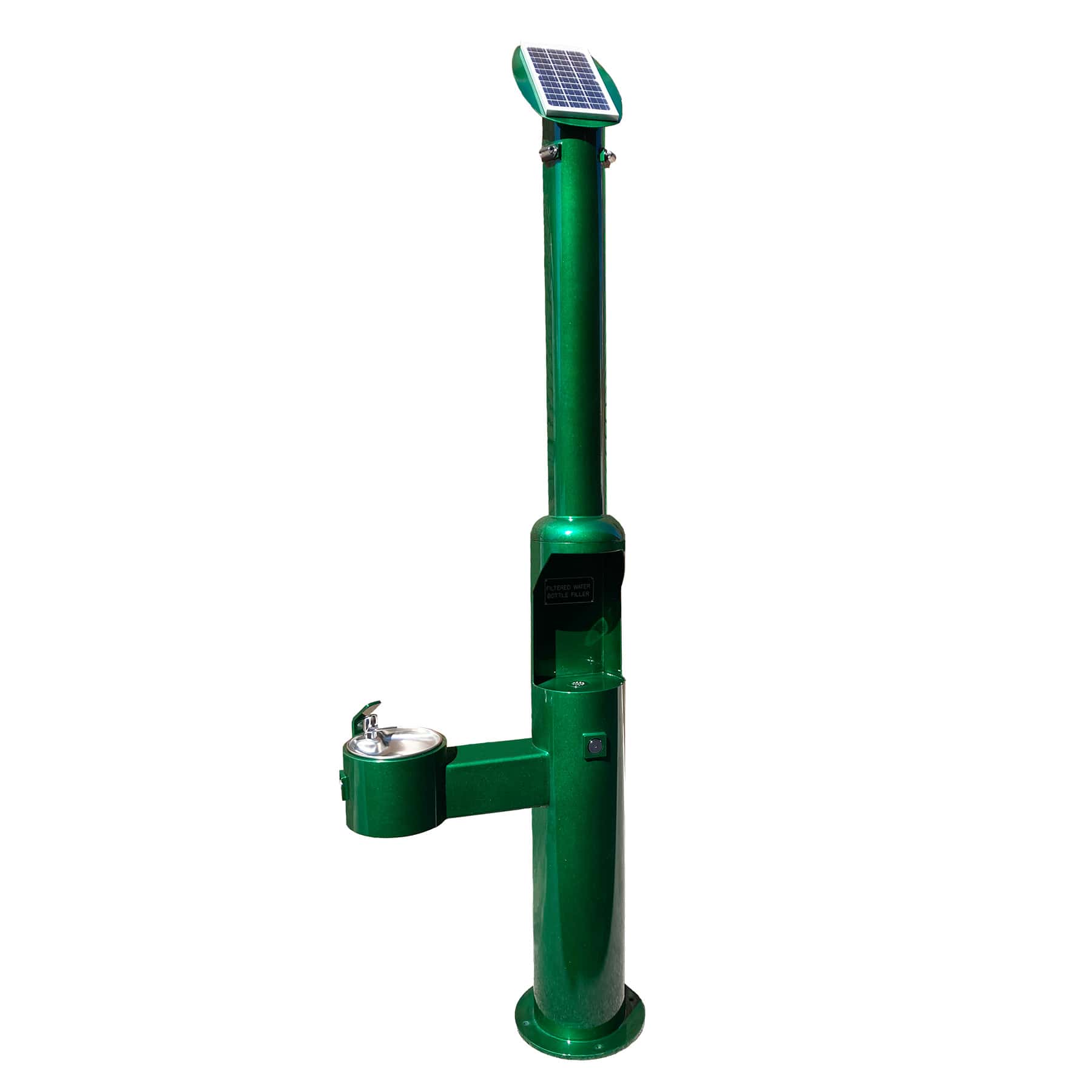 Stern-Williams Outdoor Drinking Fountain and Bottle Filler 7700 Lifestyle Photo With Solar Light Optional Add-On