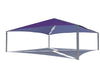 Outdoor USA Shade Super Span Multi-Panel Hip tent with purple top and gray sides on a white background