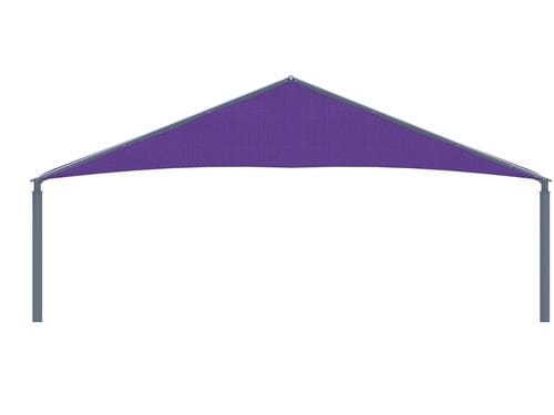 Purple USA Shade Super Span Multi-Panel Hip tent with gray poles on a white background
