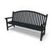 Textured Black Wabash Valley Arch Yorktown Aluminum Bench, arched vertical slat back, powder-coated aluminum, model YO1213C, arched bench