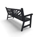 Textured Black Wabash Valley Chippendale Yorktown Aluminum Bench, Chippendale lattice back, powder-coated aluminum, rear view, model YO1313C, lattice bench