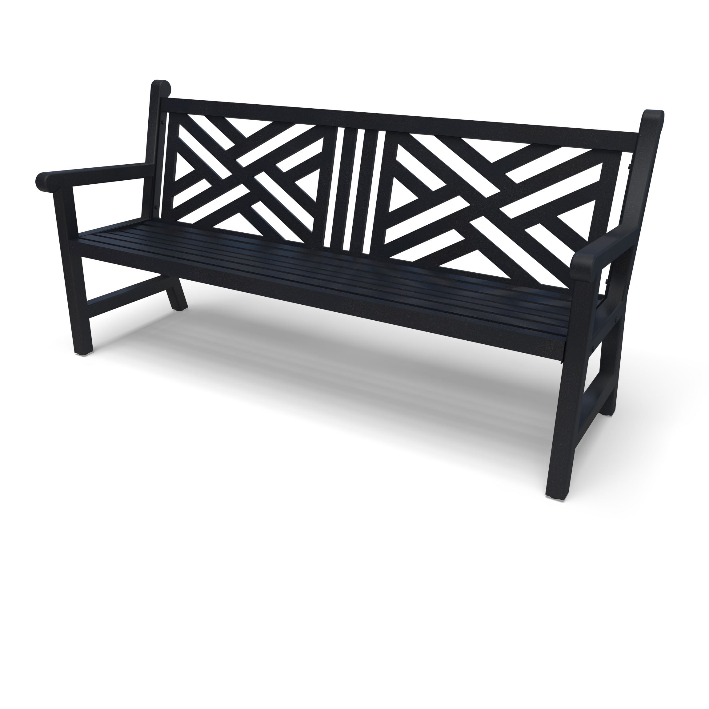 Textured Black Wabash Valley Chippendale Yorktown Aluminum Bench, Chippendale lattice back, powder-coated aluminum, model YO1313C, chippendale outdoor bench