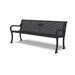 Textured Black Wabash Valley Covington Memorial Bench, square perforated steel seat, cast aluminum frame, plaque on the backrest, model COJ111C, remembrance bench
