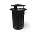 Textured Black Wabash Valley Oxford Commercial Trash Receptacle, No Side Opening, slatted aluminum body and bonnet lid, liner included, model TJ3B33P, public trash can