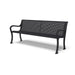 Textured Black Wabash Valley Steel Covington Bench, square perforated steel seat, cast aluminum frame, model CO1111C, black metal bench