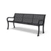 Textured Black Wabash Valley Steel Covington Bench, vertical slat steel seat, cast aluminum frame, model CO1113C, outdoor park bench