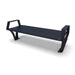 Textured Black Wabash Valley Woodridge Backless Aluminum Bench, wide horizontal slat seat with arms, cast aluminum legs, surface mount, model WO1419S, outdoor flat bench