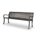 Textured Bronze Wabash Valley Steel Covington Bench, horizontal slat aluminum seat, cast aluminum frame, model CO1119C, 6 ft outdoor bench