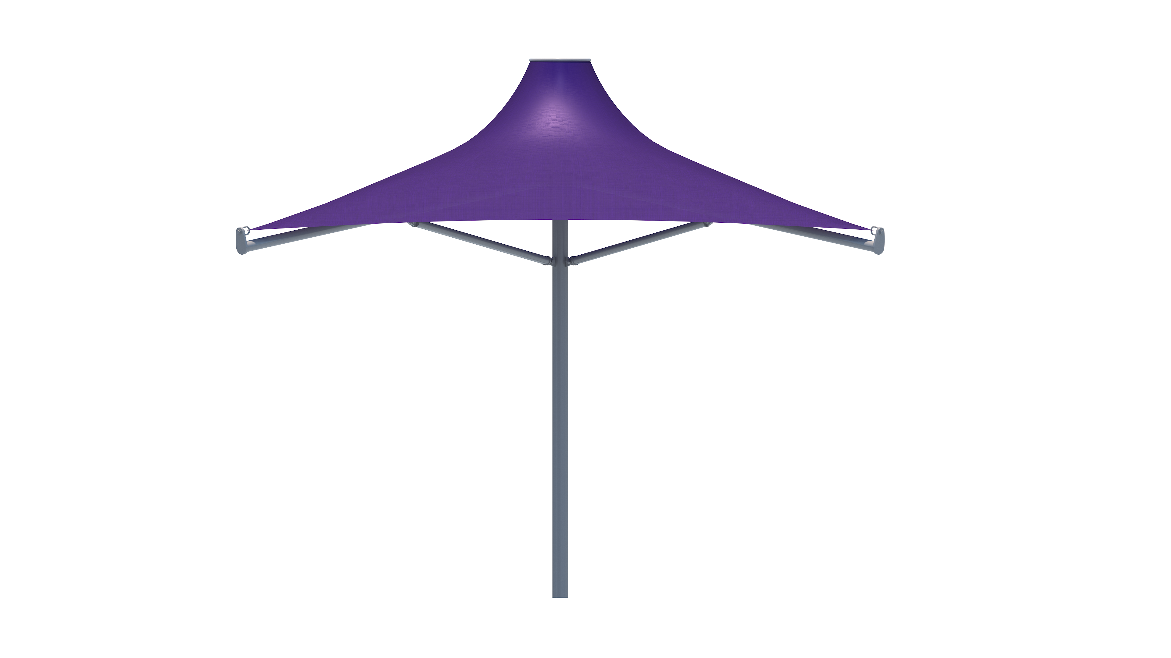 side view of Purple USA Shade 4-point Twilite Umbrella on a white background