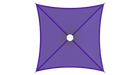 top view of Purple square USA Shade 4-point Twilite Umbrella with a white center on a white background