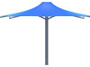 Blue USA Shade 8-point Twilite Umbrella tent with a single pole on a white background side view