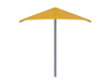 Yellow patio USA Shade Two Post Hip Shade Structure on a white background side Angle