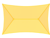 Yellow rectangular USA Shade Two Post Hip Shade Structure with a white background top View