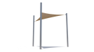USA Shade 3-point Sail shade structure with a brown canopy on a transparent background