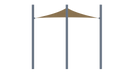 USA Shade 3-point Sail shade structure with a brown canopy on a transparent background