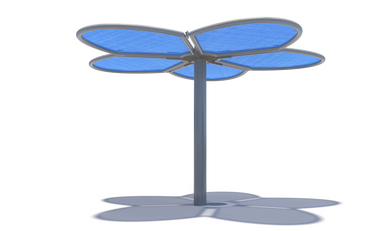 Side view Blue of USA Shade Flower Shade Structure white background studio image
