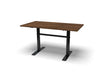 Wabash Valley Commercial Outdoor Wood Rectangular Dining Table, Thermory ash slat top on two powder-coated steel T-legs, portable or surface mount, model FA460N, outdoor wood dining table