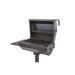 Wabash Valley Covered Park Grill, model GR105N, lid open over a 500 square inch grate with side shelf on an inground post, charcoal grill with lid