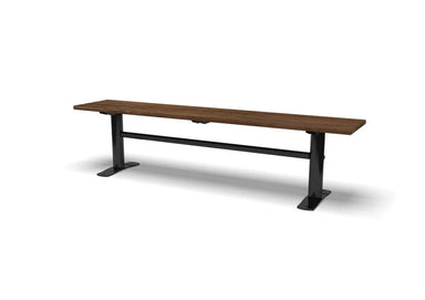 Wabash Valley Fairmount Wood Backless Bench, Thermory ash wood slats on a black powder-coated steel frame, portable or surface mount foot plates, model FA480N, backless wood bench